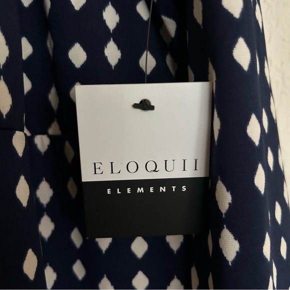 ELOQUII Elements Women's Plus Size Diamond Print Midi Tie Waist Shirt Dress - Picture 11 of 12